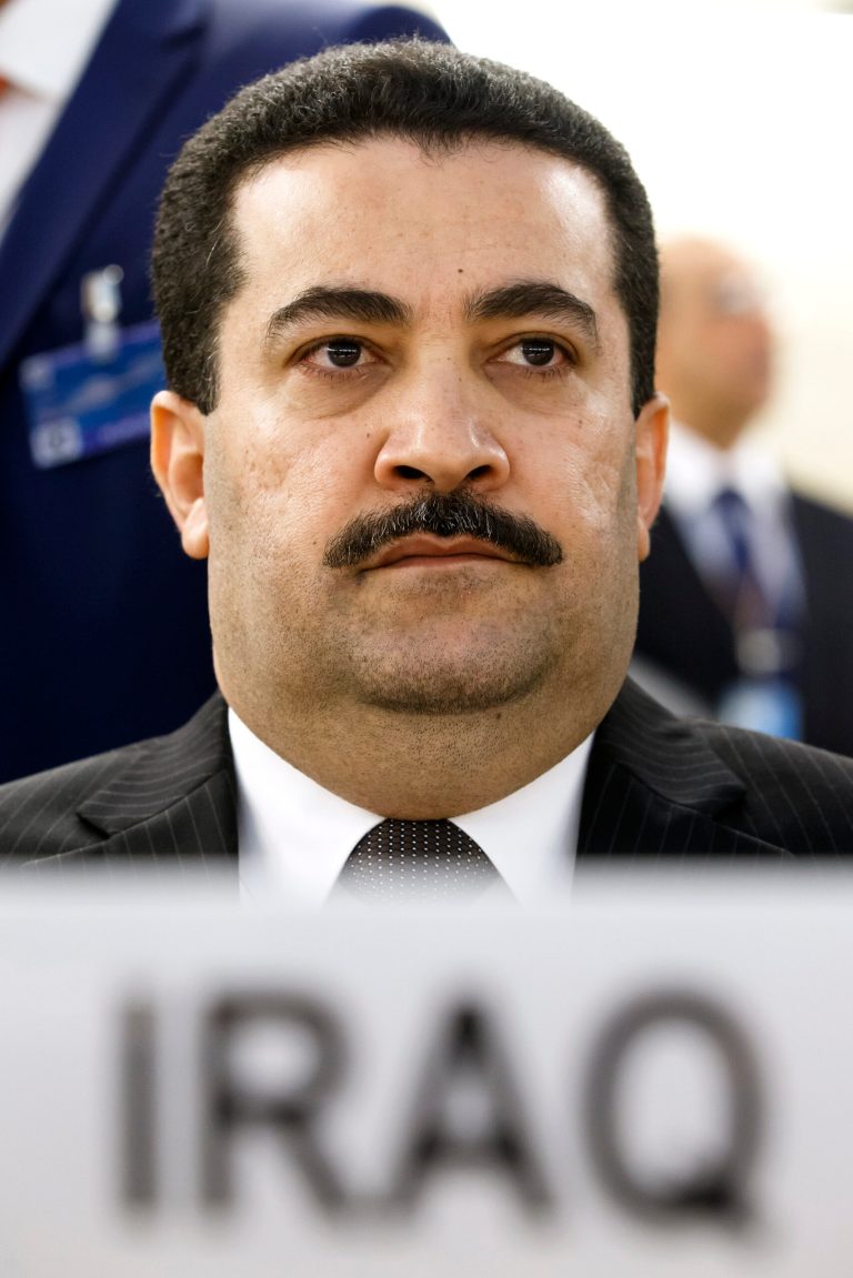 Mohammed Shia' al-Sudani, Minister of Human Rights of Iraq, waits prior to the  special session on Iraq of the Human Rights Council, at the European headquarters of the United Nations in Geneva, Switzerland, Monday, Sept. 1, 2014. (AP Photo/Keystone,Salvatore Di Nolfi)