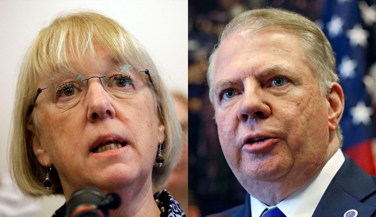 Sen. Patty Murray, D-Wash., one of Congress' most outspoken members on the scourge of sexual assault, has yet to speak out publicly against the former mayor. (AP Photo/Alexander Zemlianichenko)