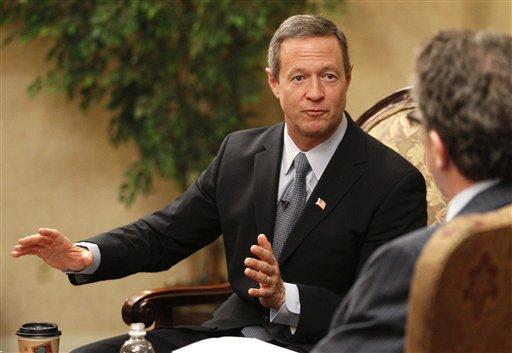 Maryland Gov. Martin O'Malley speaks during a television interview on the opening day of the 2012 legislative session in Annapolis, Md., Wednesday, Jan. 11, 2012. (AP Photo/Patrick Semansky)