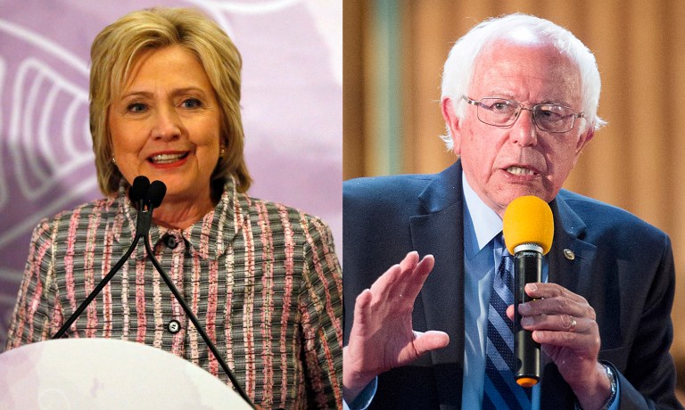 The Field Poll results made public Thursday indicate 45 percent of Democratic voters in the state prefer Clinton while 43 percent prefer Sanders. (AP Photos)