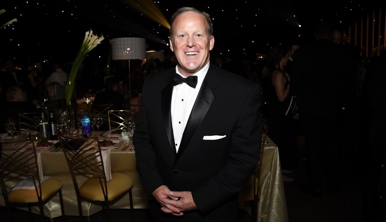 Sean Spicer attends the Governors Ball during the 2017 Primetime Emmys Awards at the Microsoft Theater on Sunday, Sept. 17, 2017, in Los Angeles. (Photo by Richard Shotwell/Invision/AP)