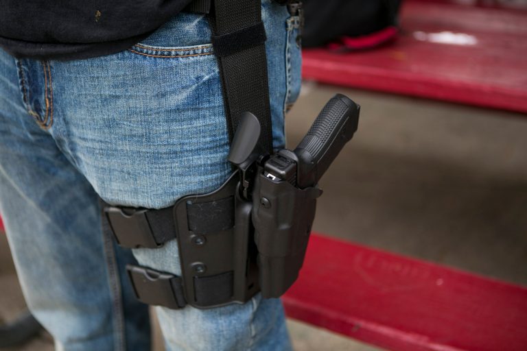 A bill that would allow the open carry of a firearm in public got its first Florida subcommittee hearing. (Dominic Valente/The Ann Arbor News via AP)