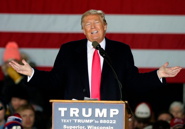 Donald Trump dipped a bit in a new national poll, but still leads Ted Cruz by 17 points. (AP Photo/Jim Mone)