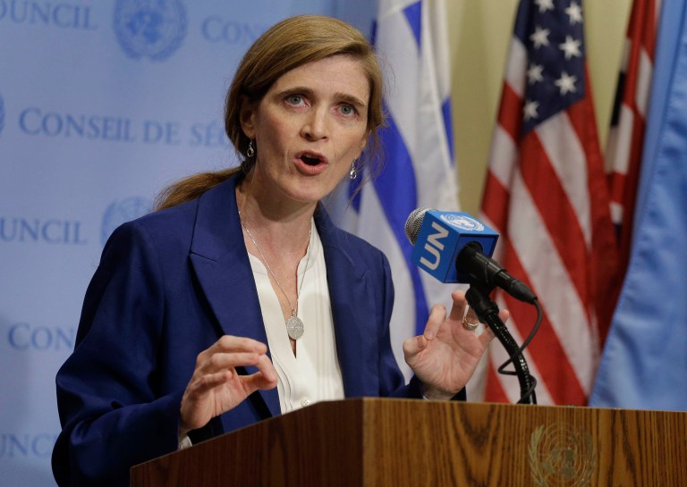 Ambassador Samantha Power announced the agreement late Thursday following a U.N. Security Council meeting. (AP Photo/Julie Jacobson)