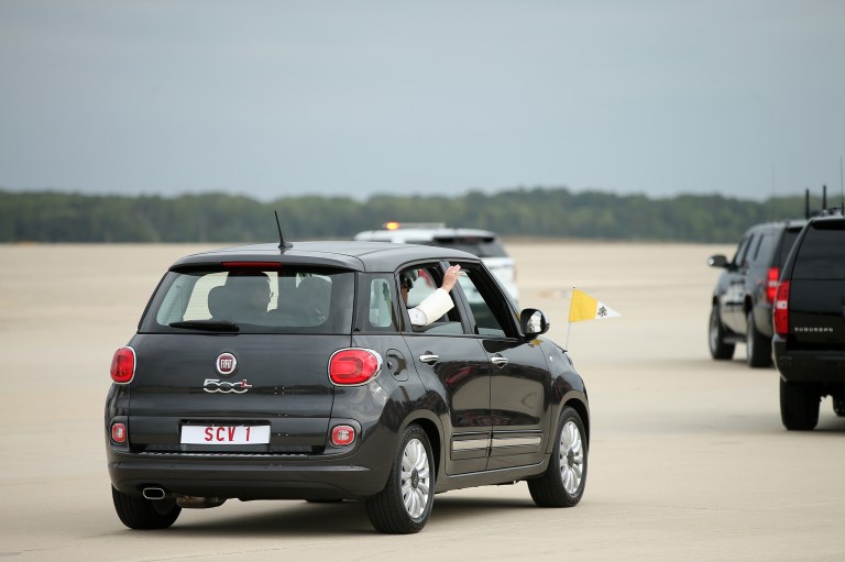 Pope Francis' Fiat 500 was sold to a Jewish businessman for $300,000. (AP Photo/Andrew Harnik)