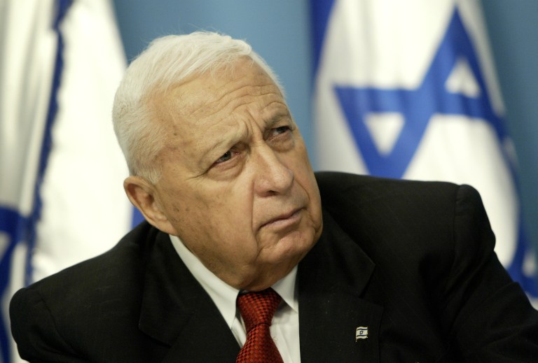 Israeli Prime Minister Ariel Sharon pauses during a 2004 news conference in his Jerusalem office regarding education reform. (AP Photo/Oded Balilty, File)