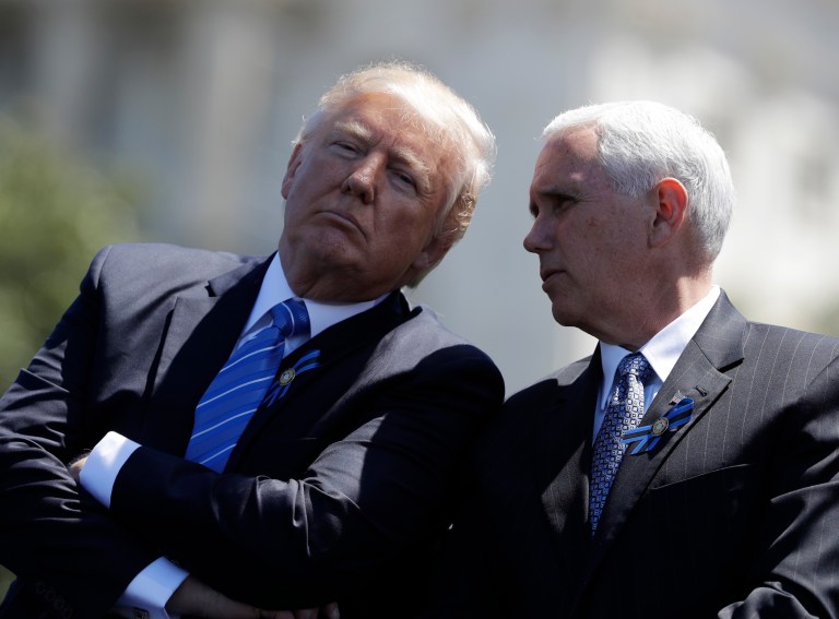 The four-month survey concluded public support for the Trump administration is shrinking. (AP Photo/Evan Vucci)