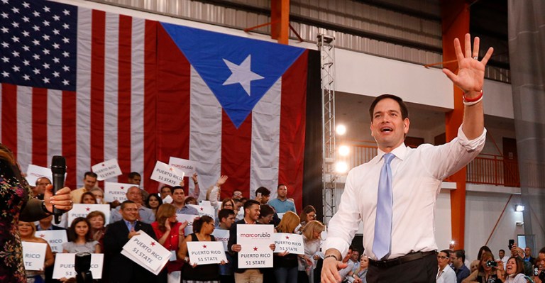 Rubio can grab all 23 of the delegates available in the U.S. territory by winning more than half of the island's primary votes. (AP Photo/Paul Sancya)