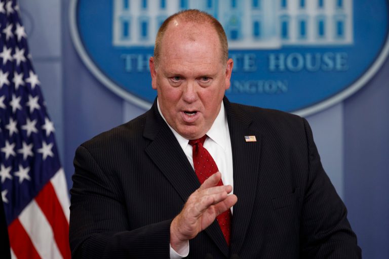Immigration and Customs Enforcement Acting Director Thomas Homan speaks during the daily press briefing, Wednesday, June 28, 2017, at the White House in Washington. (AP Photo/Evan Vucci)