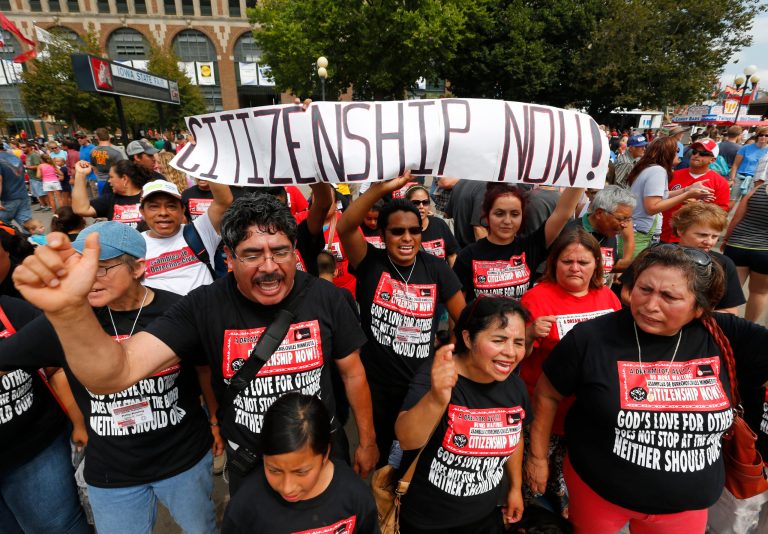 The commission recommended a legal immigration cap of 550,000 immigrants annually, which is approximately half of the current number of permanent green cards the U.S. gives out each year, according to the Department of Homeland Security.Â (AP Photo/Paul Sancya)