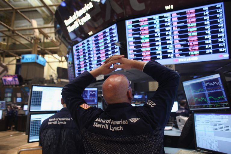 Traders work on the floor of the New York Stock Exchange before the closing bell on November 1, 2011 in New York City. (Photo by Spencer Platt/Getty Images)