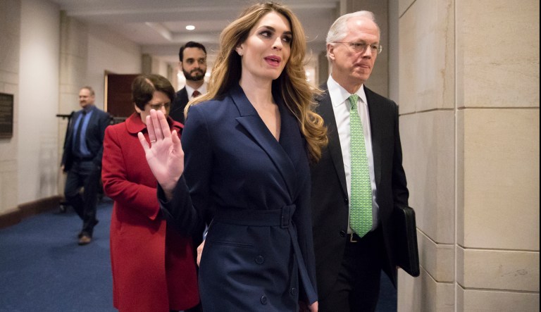 White House communications director Hope Hicks answered questions about the Trump campaign, but 
