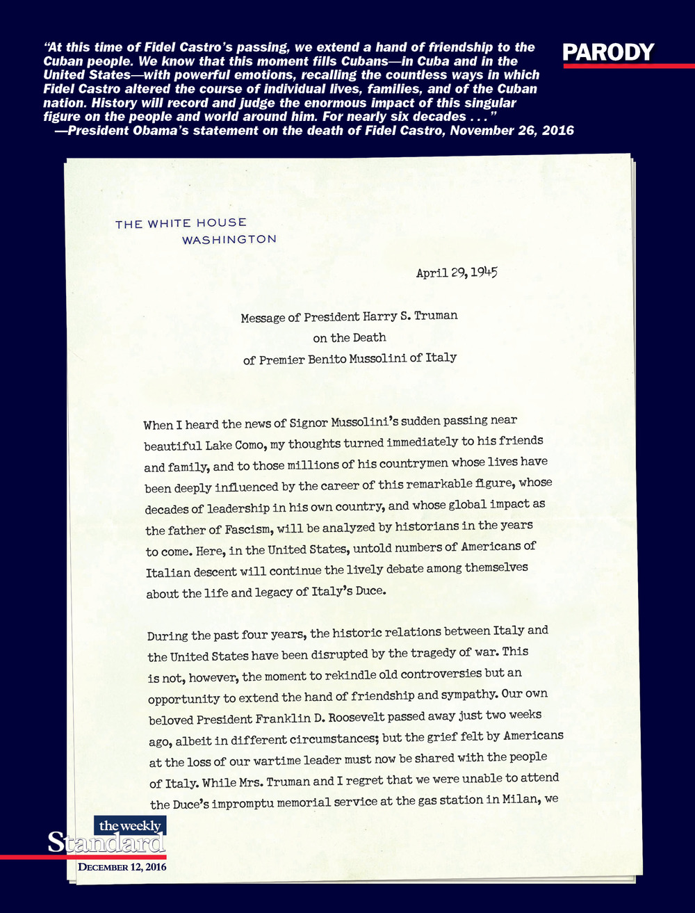 Benito, We Hardly Knew Ye