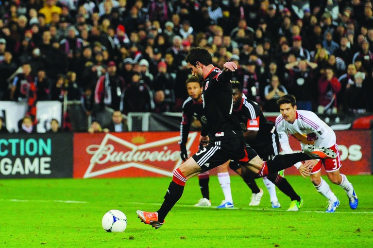 Patrick McDermott/Getty Images
D.C. United leading scorer Chris Pontius had his penalty kicked stopped in a Game 1 tie with the Red Bulls last Saturday at RFK Stadium. Game 2 is Wednesday.