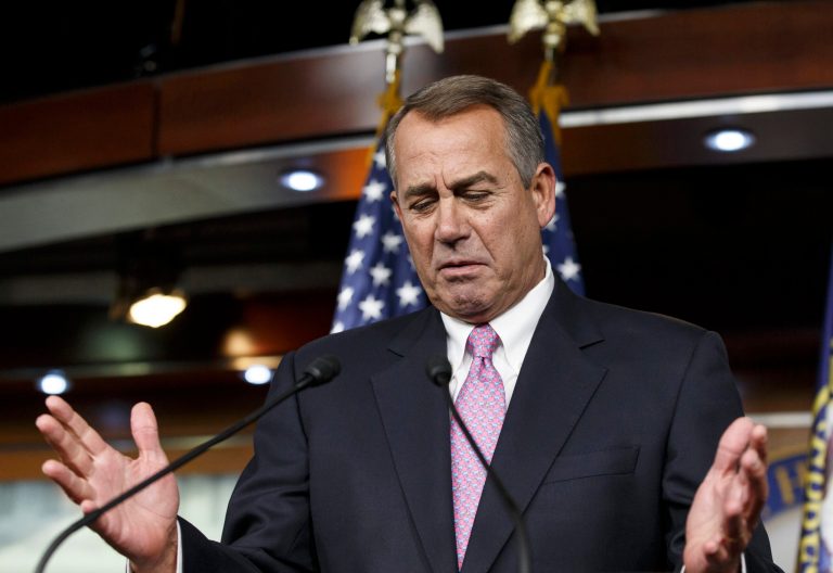 House Speaker John Boehner of Ohio gestures while speaking during a news conference on Capitol Hill in Washington on Feb. 6. (AP Photo/J. Scott Applewhite)