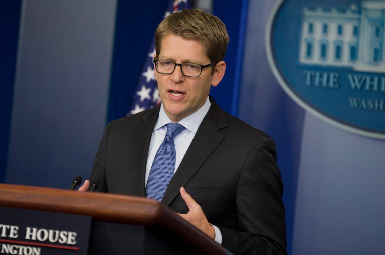 White House press secretary Jay Carney speaks during the daily press briefing at the White House in Washington, Monday, Dec. 16, 2013. Carney reiterated the position of the White House that there will be no amnesty for former NSA contractor Edward Snowden. (AP Photo/ Evan Vucci)