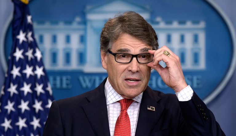 Energy Secretary Rick Perry argues that the grid that the North American Electric Reliability Corporation helps oversee would function better if market incentives were given to coal and nuclear plants for their ability to store fuel on site for months at a time. (AP Photo/Susan Walsh)