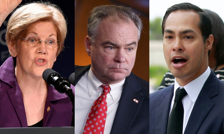 According to a report on Monday, the current shortlist includes Massachusetts Sen. Elizabeth Warren, Virginia Sen. Tim Kaine, and Housing and Urban Development Secretary Julian Castro of Texas. (AP Photos)