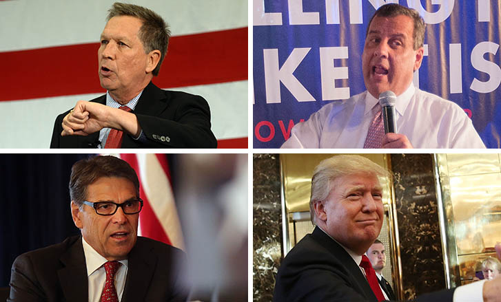 John Kasich, Chris Christie, Rick Perry and Donald Trump made the rounds on the Sunday talk shows. (Getty Images photos)