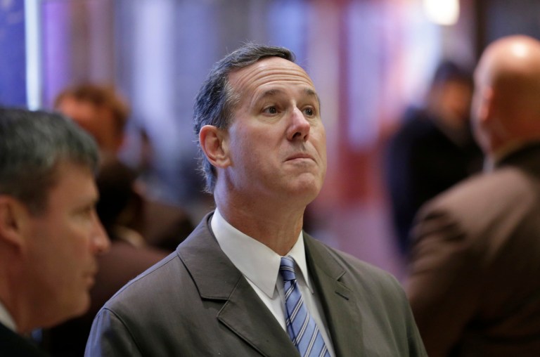 Santorum argues that overturning Roe is part of returning power to the people. (AP Photo/Seth Wenig)