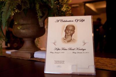A photograph of Kefas Koudaya is displayed at his funeral on Saturday in Gaithersburg.