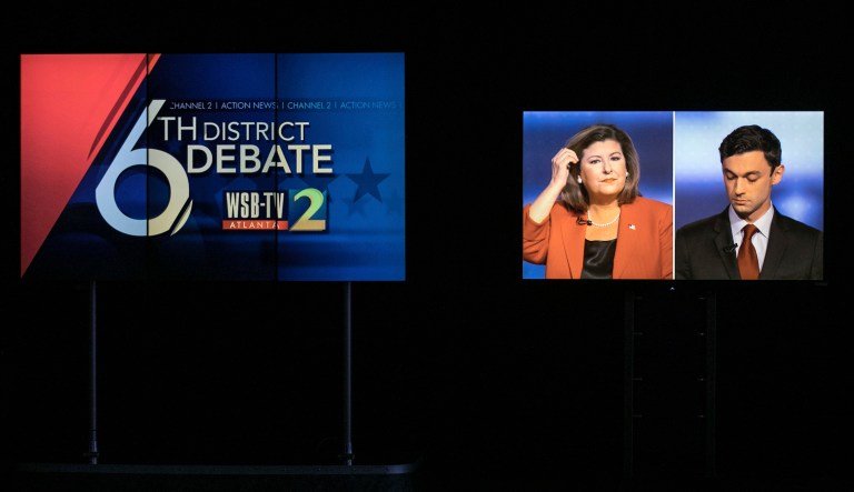 That electoral contest between Democrat Jon Ossoff and Republican Karen Handel has been hyped as the definitive referendum not only of President Trump's tenure but also of the coming 2018 midterm elections. (Branden Camp/Atlanta Journal-Constitution via AP)