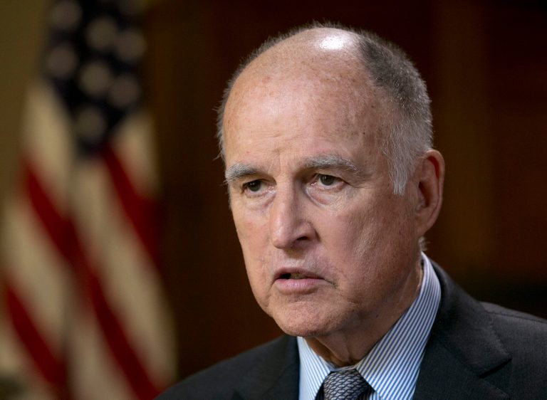 California Gov. Jerry Brown made the remark amid a conversation about President Trump's possible opposition to the Paris Climate Accord, which he campaigned against. (AP Photo/Rich Pedroncelli)