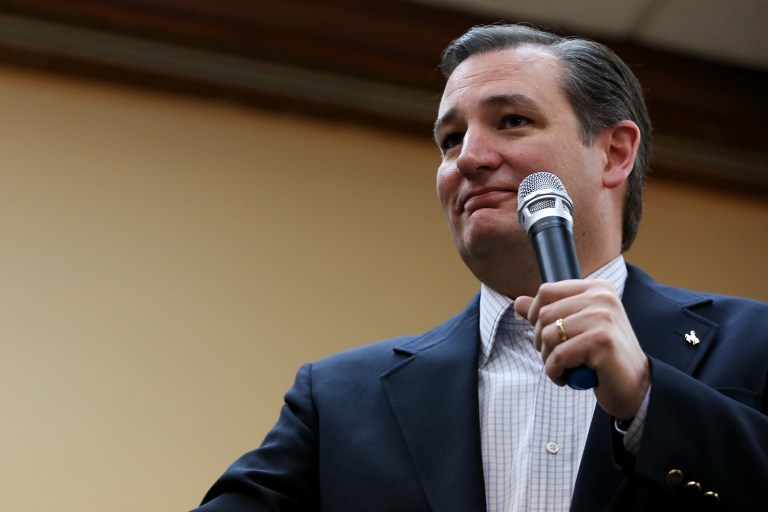 Ted Cruz speaks during the Wyoming GOP Convention on Saturday, April 16, 2016, at the Parkway Plaza Hotel and Convention Centre in Casper, Wyo. (Jenna VonHofe /The Casper Star-Tribune via AP)