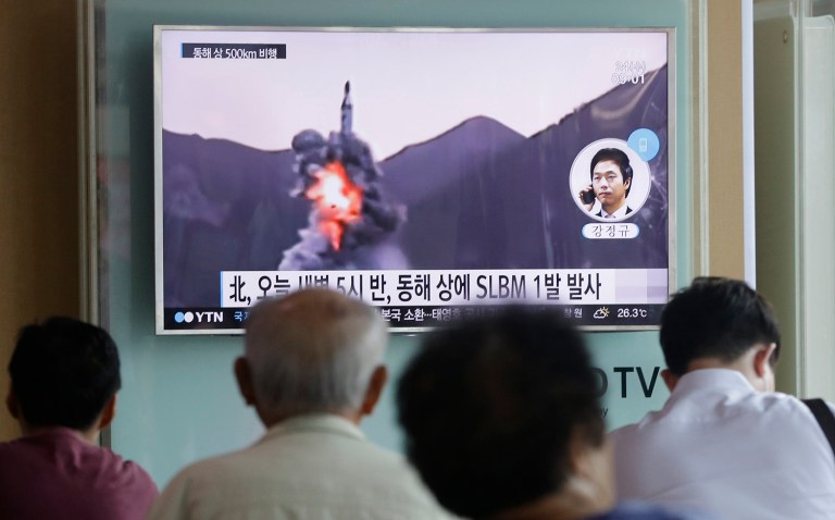 A North Korean submarine launched a ballistic missile off the coast of Sinpo early Wednesday local time, the Pentagon confirmed late Tuesday. (AP Photo/Ahn Young-joon)