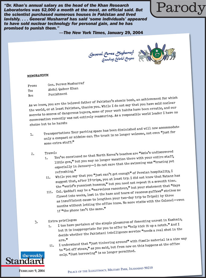 Memo from General Musharraf.