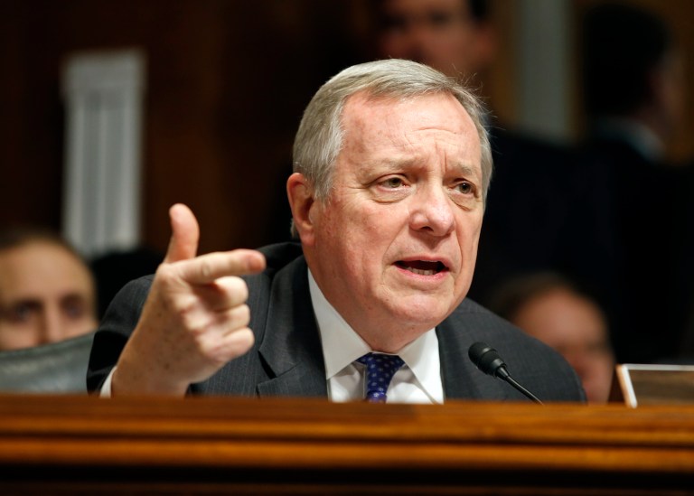 Durbin said it seemed like a scene out of a reality TV show that he didn't want to be a part of. (AP Photo/Alex Brandon)