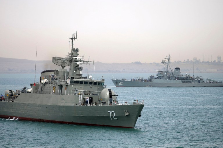 The Iranian ships shifted course and now are about half-way up the coast of Oman. (AP Photo)Â 