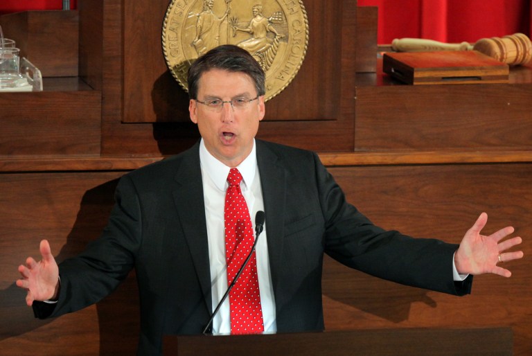 North Carolina Gov. Pat McCrory and other state Republicans are making a TV ad push to counter loud criticism of GOP policies. (AP image) 