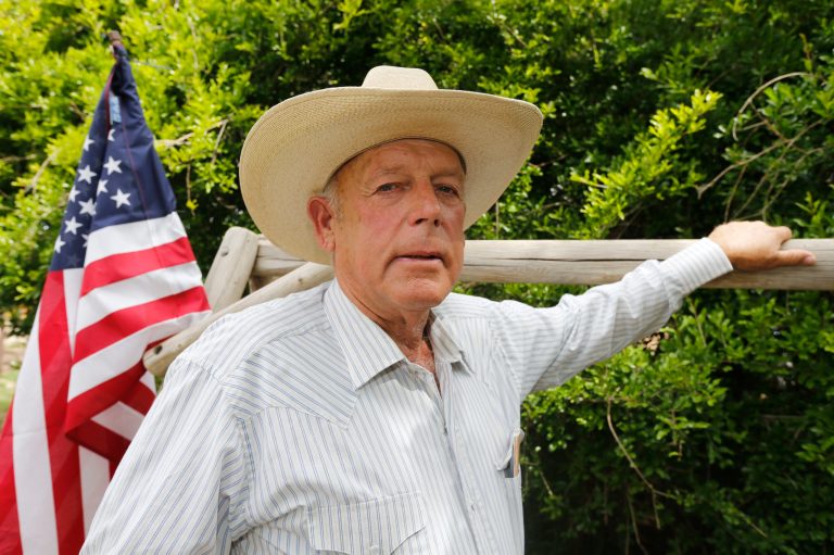 Rancher Cliven Bundy poses for a picture outside his ranch house on April 11, 2014 west of Mesquite, Nev. (Photo by George Frey/Getty Images)