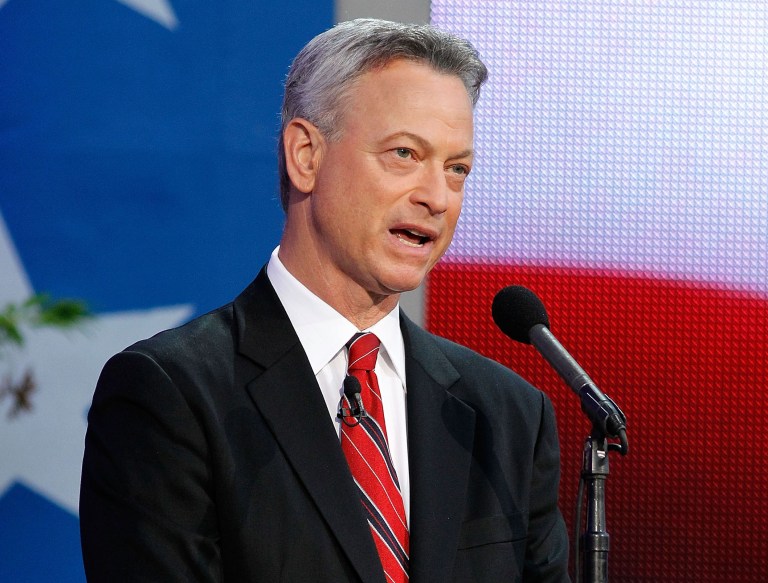Actor and co-host Gary Sinise on stage at the 26th National Memorial Day Concert on May 24, 2015 in Washington. (Photo by Paul Morigi/Getty Images for Capitol Concerts)