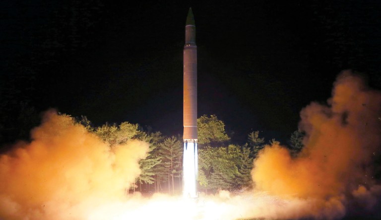 North Korea has outlined a plan to simultaneously launch four ballistic missiles toward Guam, a U.S. territory in the Pacific Ocean that is home to a major military base. (Korean Central News Agency/Korea News Service via AP, File)