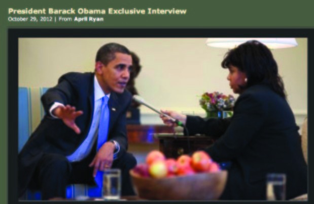 April Ryan interviewing President Obama. White House Photo.