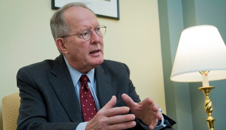 Sen. Lamar Alexander, R-Tenn., on Tuesday added his voice to those calling for the removal of a bust of Nathan Bedford Forrest from his state's capitol building, a bust he once defended when he as governor of the state. (AP Photo/Manuel Balce Ceneta)