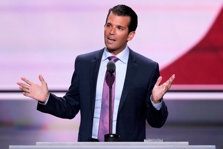 Donald Trump's campaign defended the candidate's son on Thursday, claiming the media took his comment about Democrats 