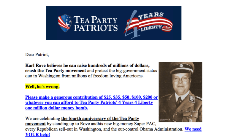 Whoops. ‘Tea Party Patriots’ email features Karl Rove in Nazi uniform