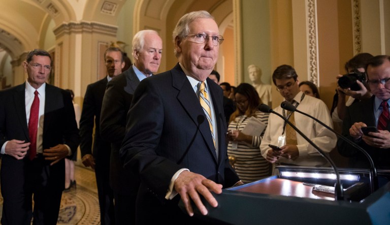 Senate Majority Leader Mitch McConnell, R-Ky., said Congress will not have to vote to raise the nation's borrowing limit until some time in 2018. (AP Photo/J. Scott Applewhite)