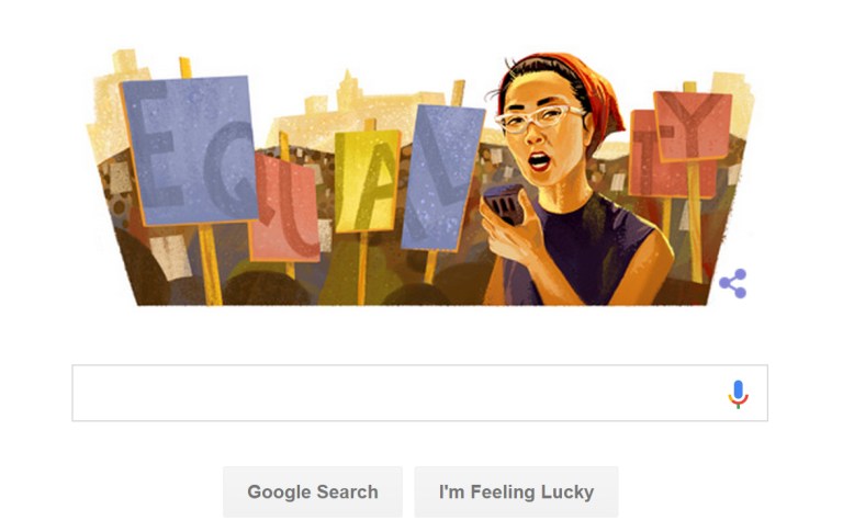 On Thursday, Google celebrated Yuri Kochiyama, an activist who criticized U.S. government. (Screen shot, courtesy of Google)