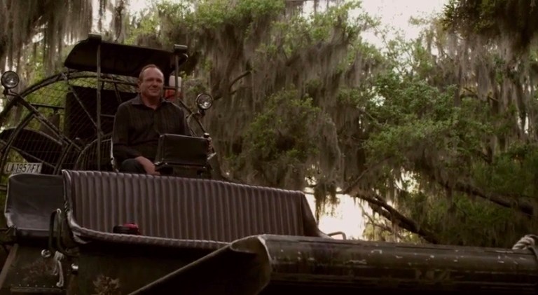 Rob Maness, who's running for a U.S. Senate seat in Louisiana, rides an airboat in a campaign ad.