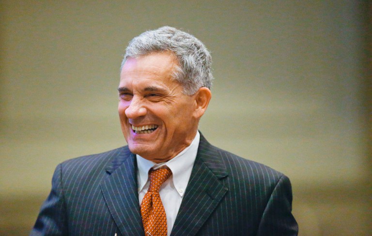 Alabama Sen. Del Marsh laughs on the Senate floor during the first day of the legislative session, Tuesday, Feb. 7, 2017, in Montgomery, Ala. (AP Photo/Brynn Anderson)