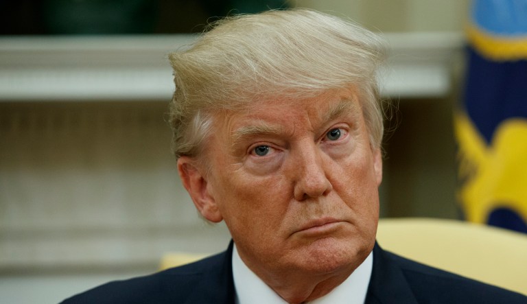 The piece in a state media outlet calls Trump a fascist. (AP Photo/Evan Vucci)