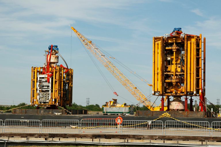 The blowout preventer stack, right, and lower marine riser stack, left, from the Deepwater Horizon explosion and oil spill, were examined in 2010. TheÂ investigation showed that most of the oil spilled would have been prevented if the devices had been properly maintained.Â (AP Photo/Gerald Herbert)