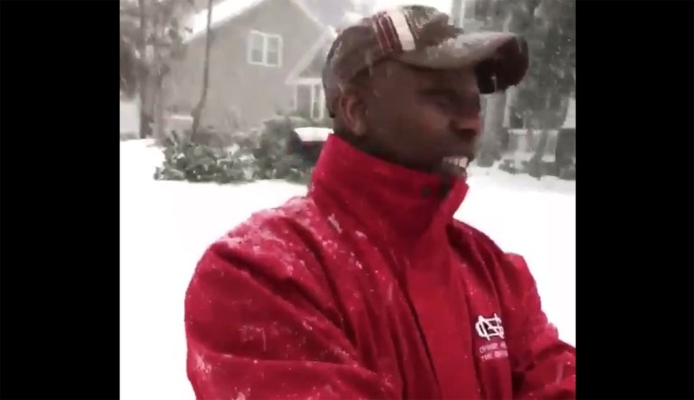 Sen. Tim Scott, R-S.C., tweeted a video of his attempt to surf on 2-4 inches of snow behind a car after his trip from Charleston to Washington, D.C., got delayed by a winter storm. (Screenshot via Twitter / Sen. Tim Scott)