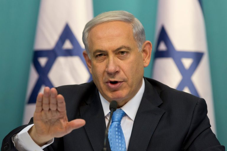 Israeli Prime Minister Benjamin Netanyahu gestures as he speaks during a press conference at the prime minister's office in Jerusalem, Wednesday, Aug. 27, 2014.  Israel's prime minister declared victory Wednesday in the recent war against Hamas in the Gaza Strip, saying the military campaign had dealt a heavy blow and a cease-fire deal gave no concessions to the Islamic militant group.(AP Photo/Sebastian Scheiner)