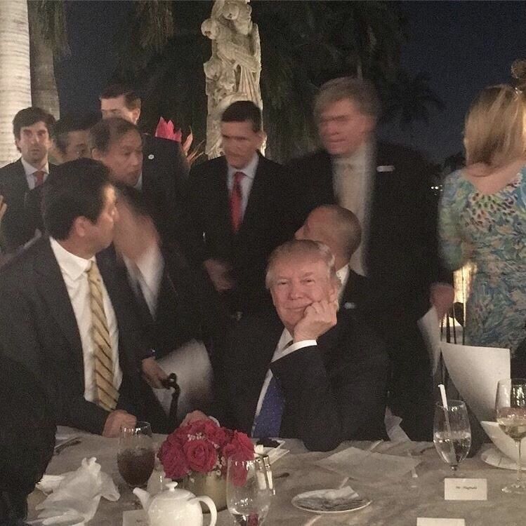 White House press secretary Sean Spicer on Monday denied reports that President Trump and his top aides were informed of a ballistic missile test by North Korea while in the presence of guests at a dinner with the Japanese prime minister. (Photo: Twitter, @Mcspocky)