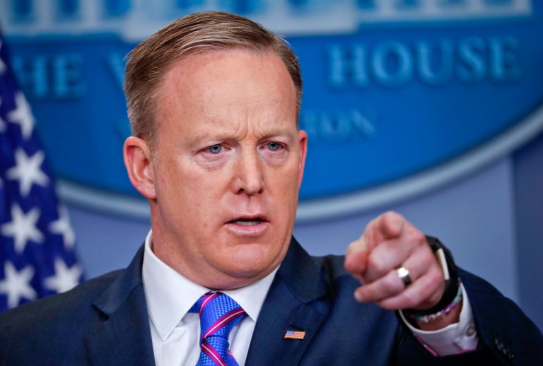 White House press secretary Sean Spicer flatly rejected that Bilden was considering removing himself from consideration. (AP Photo/Pablo Martinez Monsivais)